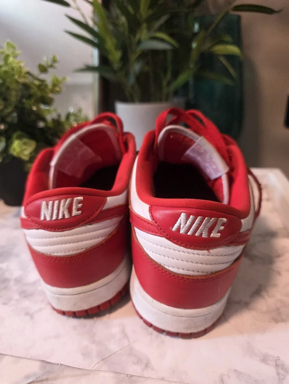 Nike Dunk Low-style Men's 7.5  Red & White Sneakers